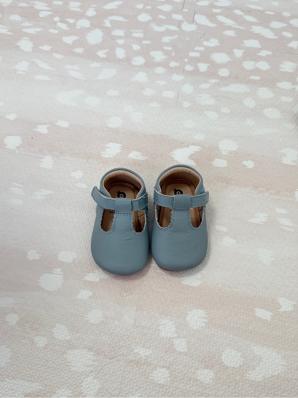 Old Soles Light Blue Leather T‑Strap Kids Dress Shoes